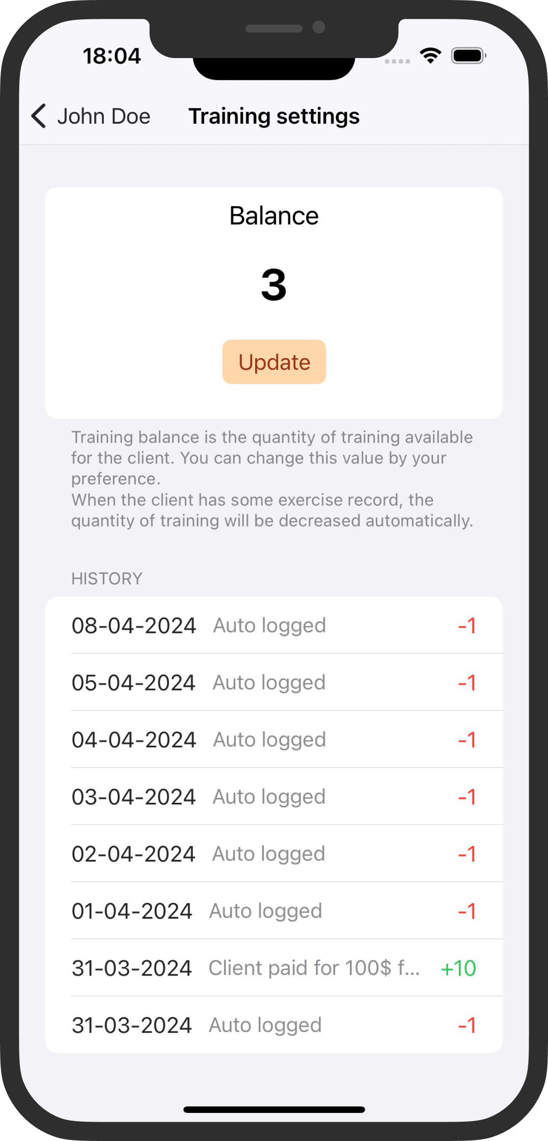 Keep Track of Your Clients' Training Balances